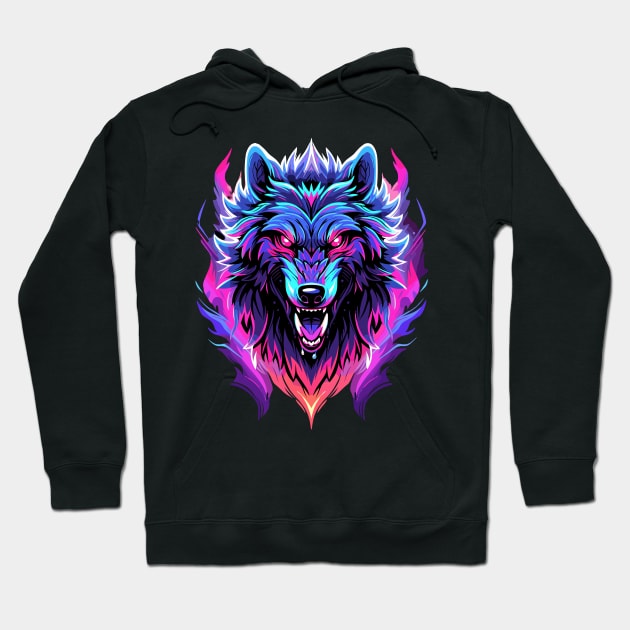 Full Moon Lone Aplha Blue Dire Wolf Hoodie by RuftupDesigns